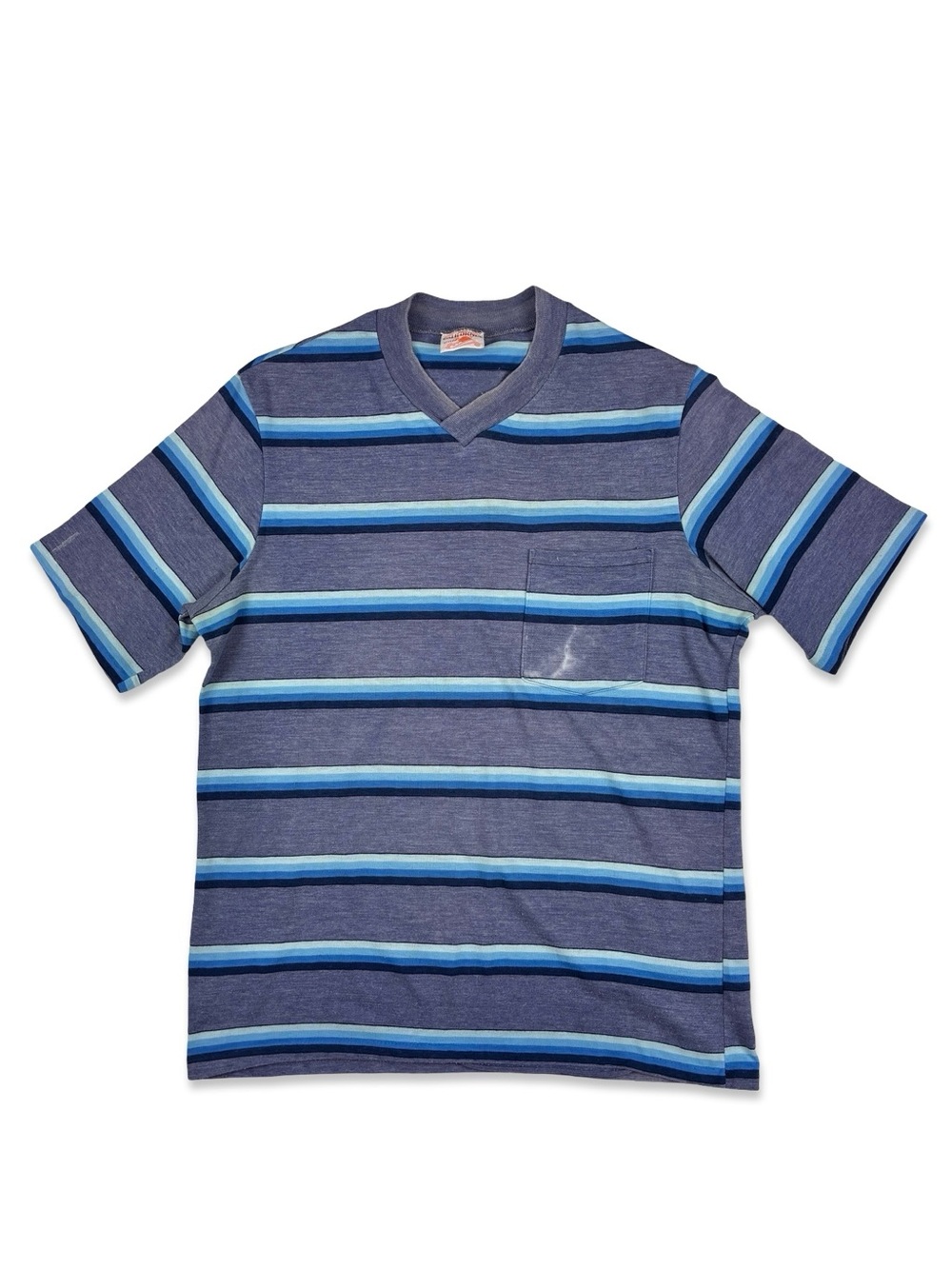California Styled Vintage Striped V-Neck T-Shirt THRASHED